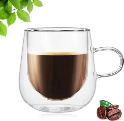 Zdjęcie produktu dla Kubek szklanka termiczna 250ml do kawy napojów herbaty podwójne dno ścianka