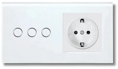 Produktbild von Dreifach-Touch-Schalter und -Steckdose, Rahmen aus gehärtetem Glas, iUni 3Y, LED