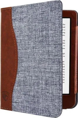 Produktbild von Dutch Shield - Jeans Case Hülle für das Tolino Shine 4 Ebook - Klapphülle Ereader Schutzhülle Cover Blau,cognac