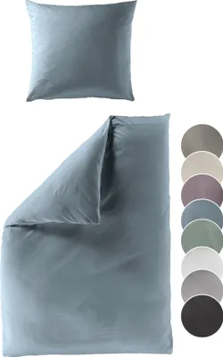 Produktbild von liebling - Satin Bettwäsche, jeans blau, 1 x Bettbezug 135 x 200 cm + 1 x Kissenbezug 80 x 80 aus 100% seidig weicher Baumwolle