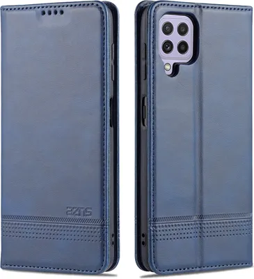 Produktbild von Galaxy A22 4G Leder Hülle, Klapphüllen Brieftasche Magnetverschluss Ständer Schutzhülle für Samsung Galaxy A22 4G Blau