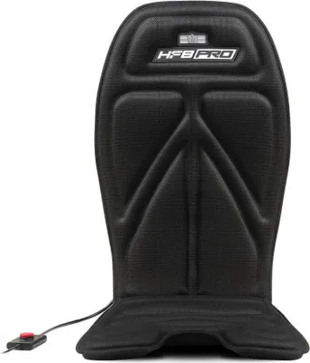A black haptic feedback gaming pad is shown against a white background.