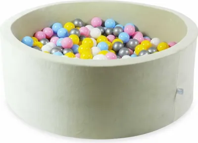 Produktbild von Bällebad 110x40 Samtig weich Hellmint – Mit 500 Bällen / weiß, silber, puderrosa, gelb, babyblau