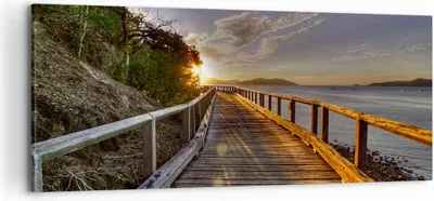 Produktbild von Bild auf Leinwand - Leinwandbild - Fußgängerbrücke Himmel Wasser - 120x50cm - Wand Bild - Wanddeko - Leinwanddruck - Bilder - Kunstdruck - Wanddekoration - Leinwand bilder - Wandkunst - AB120x50-0125