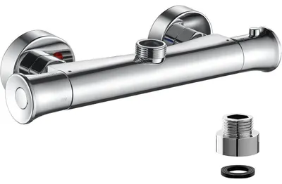 Obrázek produktu pro Termostatická sprchová baterie, chromovaná, mosazná, s ochranou proti opaření, připojení 3/4 palce