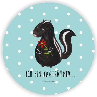 Produktbild von Mr. & Mrs. Panda magnet Stinktier Blume - Türkis Pastell - Geschenk, Kühlschrankmagnet, für kühlschrank, Träume, Raubtier, Skunk, pinwand, haftmagnet, Stinki, Dreams