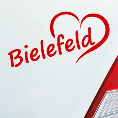 Produktbild von Auto Aufkleber Bielefeld Herz Stadt City Liebe Love Heart 16x8 cm Rot Sticker Heckscheibenaufkleber