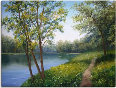 Produktbild von ARTland Leinwandbild Sommerlandschaft in der Nähe des Flusses Größe: 40x30 cm
