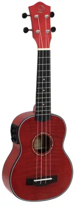 Produktbild von DIMAVERY UK-100 Sopran-Ukulele, flamed red