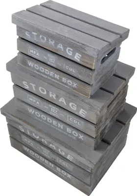 Immagine prodotto di Milani Home - Set Di 3 Cassette in legno - Grigio