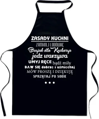Produktbild von Baumwolle schwarz Schürze mit Druck Küche Regeln Küche Damen Herren