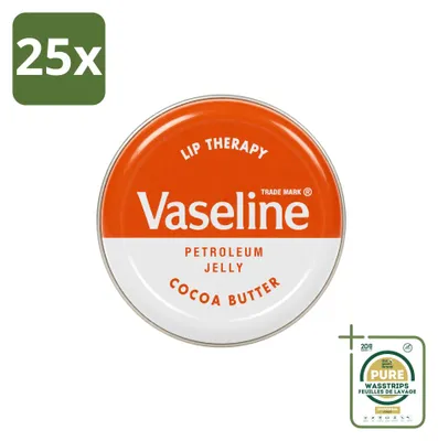 Productafbeelding van 25 x Vaseline Lip Therapy Lippenbalsem met cacaoboter, 20 g - Voorraadverpakking - 25 stuks