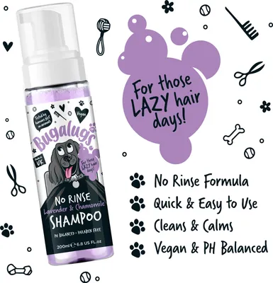 Produktbild von Bugalugs Trockenshampoo Hundeshampoo ohne Wasser 200ml Lavendel & Kamille