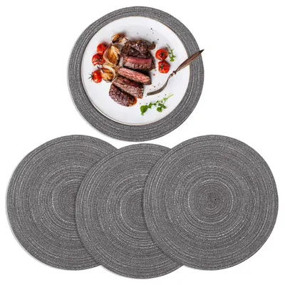 Produktbild von Runde Tischunterlage 1 Stück, Gewebt, Waschbar, Dunkelgrau, Für Küchen Und Restaurants, Für Innen Und Außen