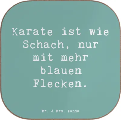 Produktbild von Mr. & Mrs. Panda Untersetzer Glas Spruch Karate Schach - Meeresbrise - Geschenk, Humor, Selbstverteidigung, Präzision, Sportler Geschenke, Tischschoner, für Gläser