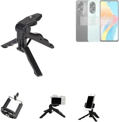 Produktbild von K-S-Trade Stativ Tisch-Ständer Dreibein Handy-Stativ Ständer kompatibel mit Oppo A58 4G Mini-Stativ Smartphone Tripod Handy-Stativ aus Plastik