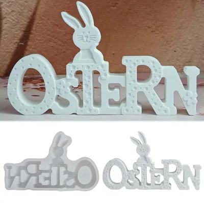 Image de Moules en silicone pour Pâques, alphabet, lapin, pour moulage en plâtre, bricolage