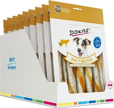 Produktbild von DOKAS - Kau-Twister Rinderhaut mit Pansen & Hühnerbrust (9 x 200g)