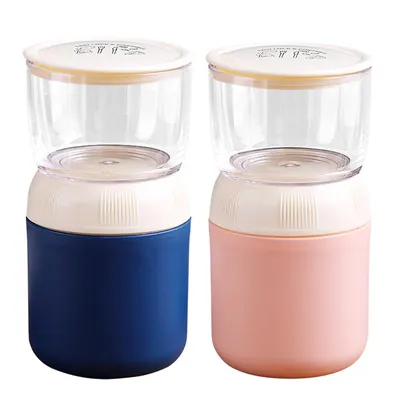 Produktbild von 2pcs Doppelstöckiger Edelstahl-Frühstücksbecher, 2-lagig,mit separaten Fächern für Joghurt, Müsli, Obst, ideal für Büro, Schule und Reisen, 700 ml