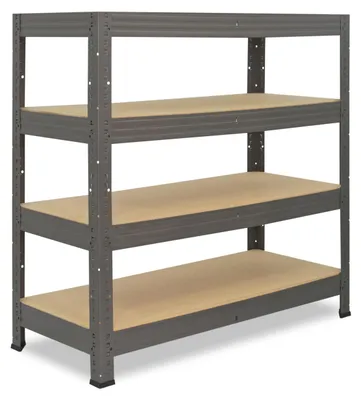 Produktbild von shelfplaza PRO 115x80x60 cm Schwerlastregal in grau mit 4 Böden und 200 kg Traglast pro Boden