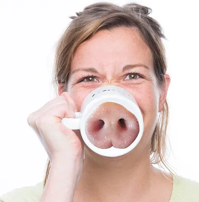 Produktbild von Hübsche rosa Schweinenase Keramik Kaffee, Tee und Milch Becher, Spaß und einzigartig als Geschenk, 300 ml.