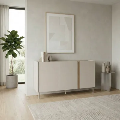 Productafbeelding van Skye Decor, hoogwaardige console tafel (3-delig) in zandsteenlook en Sepet eikenhout, 100% melamine