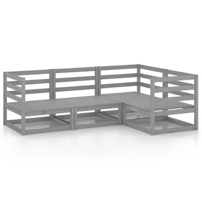 Produktbild von 4-tlg. Garten-Lounge-Set Grau Massivholz Kiefer