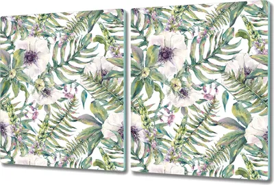 Produktbild von Glas-Herdabdeckplatte Glaskeramikkochfeld-Abdeckung Spritzschutz - 2x 40x52 cm - Weich Floral Kunst