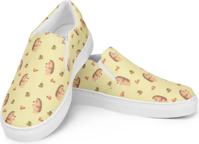 Produktbild von Mr. & Mrs. Panda Damenschuhe Igel Kuchenstück Größe 44 - Gelb - Geschenk, Geburtstagskuchen, Lustige Sprüche, Slipper Für Damen, Loafer, Backen, Kuchen, Torte, Mokassins