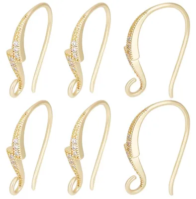 16 Zirkonia-Ohrhaken, 18K vergoldet, Blitzmotiv, 16 mm