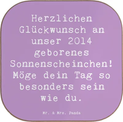 Produktbild von Mr. & Mrs. Panda Untersetzer für Gläser Spruch 2014 Geburtstag Sonnenschein - Lavendeltraum - Geschenk, Tassenuntersetzer, Wertschätzung, Jahrgangsgeburtstag, Coaster