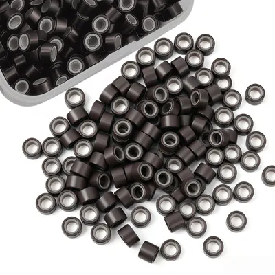 500 Microperlen für Haarverlängerungen, silikonbeschichtet, 5 mm, dunkelbraun