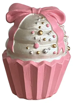 Imagen del producto de Clayre & Eef, figura decorativa de cupcake, color rosa, poliresina