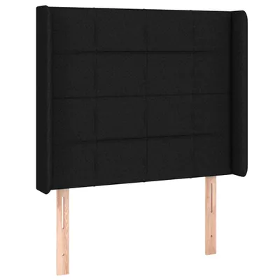 Produktbild von vidaXL Kopfteil mit Ohren Schwarz 93x16x118/128 cm Stoff