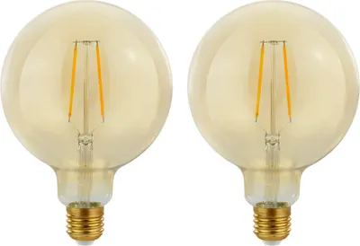 Image de 2 x LED Filament Globe G125 2W = 25W E27 clair Or Rétro Shine blanc chaud 2700K