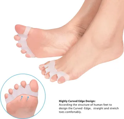 Obrázek produktu pro Gelová korekce prstů na nohou, korekce hallux valgus pro úlevu od bolesti kladívkových prstů, silikonový oddělovač prstů na nohou pro zakřivené a překrývající se prsty Super měkké Pohodlné a dlouhotrvající