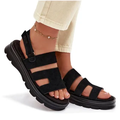 Produktbild von Damenschuhe Veloursleder Sandalen Big Star TT274484 Schwarz 37
