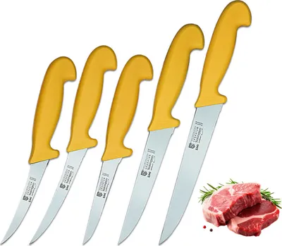 Produktbild von SMI 5 Stück Küchenmesser Set - Solingen Metzgermesser, Kochmesser, Fleischermesser, Ausbeinmesser aus Edelstahl, Schlachtermesser - Germany