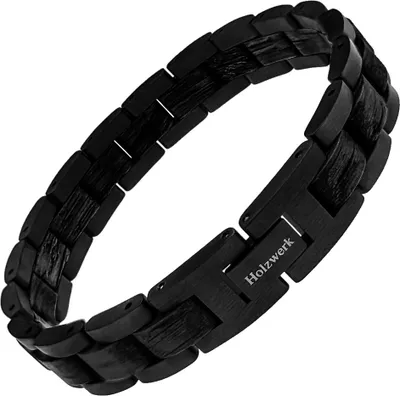 Produktbild von Holzwerk BODENSEE Damen, Herren Holz & Edelstahl Armband, Gliederarmband schwarz