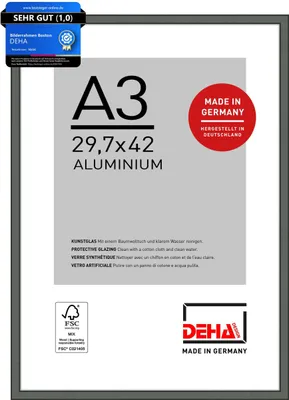 Produktbild von DEHA Design Aluminium Bilderrahmen Boston, 29,7x42 cm (A3), Contrastgrau