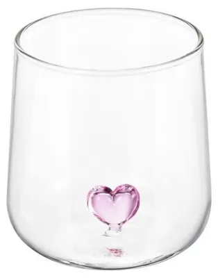 Immagine prodotto di Bicchieri doppi isolati a forma di cuore, set da 2, trasparenti e rosa