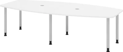 Produktbild von bümö Konferenztisch mittel KT28 - Nachbildung: Weiß, tischfuss: Füße in Silber