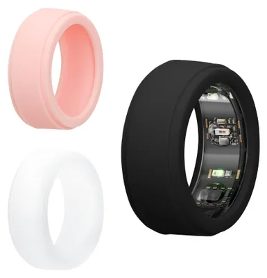 Produktbild von kwmobile 3x Smart Ring Protector kompatibel mit Oura Ring Gen 3 - S size 6 7 8 9 10 Hülle - Weiches Silikon Case - Schutzhülle in Schwarz Altrosa