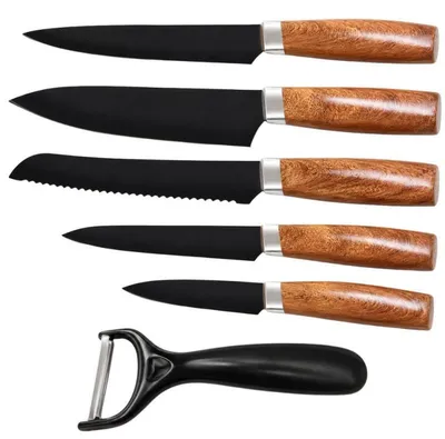 Produktbild von Verk 07514 Set Küchenmesser – 5 Messer + Schaber, schwarz