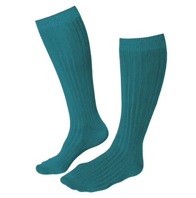 Produktbild von Damen Kniestrümpfe aus Baumwolle Rippe Blossom Petrol Größe 35-38