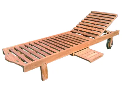 Produktbild von Premium Teak Sonnenliege mit Rollen neigbar Gartenliege Gartenmöbel