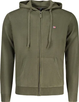 Produktbild von Grüne Herrenstrickjacke mit Kapuze, Stickerei & Taschen - Norwegen 1963
