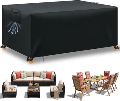 Produktbild von Wasserdicht Tischüberdach, 420D Oxford-Stoff, 180 x 120 x 74 cm, schwarz, für Gartenmöbel, UV-beständig