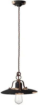 Image de Ferroluce Country Lampe à suspendre en céramique Ø 30cm noire ronde