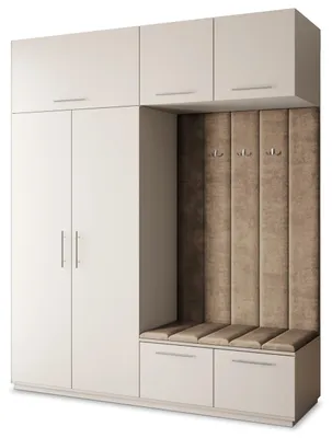 Produktbild von Masseno Garderobe-Set REMA 200/240/60 cm Modern Garderobenschrank Kaschmir, Veloursstoff MONOLITH 09 (Beige)